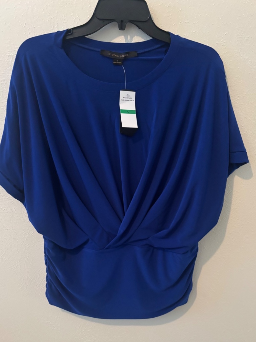 Cynthia Steffe Women's Goddess Blue Waist Ruching Blouse - Size L